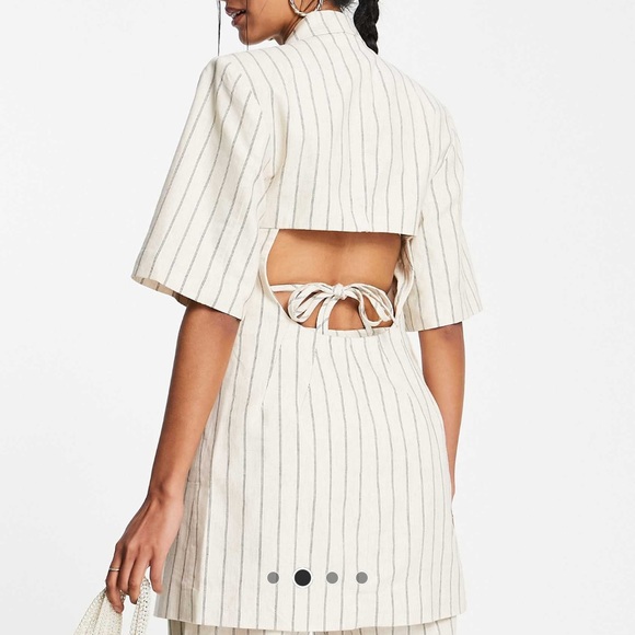 Topshop longline stripe linen blazer and pant set - Picture 2 of 5